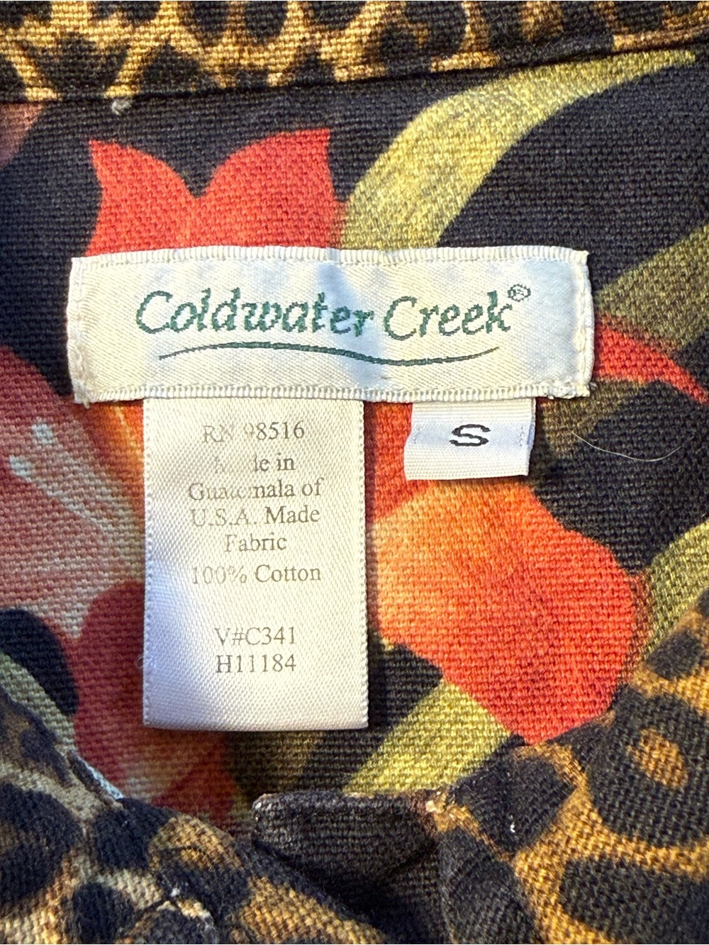 90’s Vintage Coldwater Creek Black Floral and Leopard Print Cotton Vest Size S - Picture 2 of 8